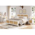thumbnail image 1 of Bed Frame with Boho Rattan Headboard for Bedroom, Bed Frame with Strong Metal Slat Support, Noise-Free Platform Bed, No Box Spring Needed for Bedroom, 1 of 6