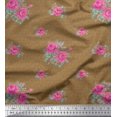 thumbnail image 1 of Soimoi Tissu Popeline de Coton Imprimé Tourbillon, Feuilles & Roses au Mètre 56 Pouces de Large, 1 of 3