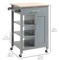 thumbnail image 3 of HOMCOM Compact Kitchen Trolley Utility Cart on Wheels with Open Shelf Grey, 3 of 10