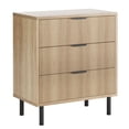 thumbnail image 3 of AKDSteel Commode Cannelée à 3 Tiroirs, Grand Commode en Bois, Commode de Rangement Moderne Organisateur avec Pattes en Métal et Dispositif Anti-Basculement pour Chambre Salon, 3 of 7