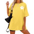 thumbnail image 2 of Pompotops Fashion Women Causal Button Patchwork Blouse Short Sleeve T-Shirt Summer Tops Clearance, 2 of 7