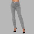 thumbnail image 2 of Dealovy Dress Pants Women Work Skinny Straight-Leg Trousers Solid Color Mid Rise Office Ankle Length Trousers, 2 of 5