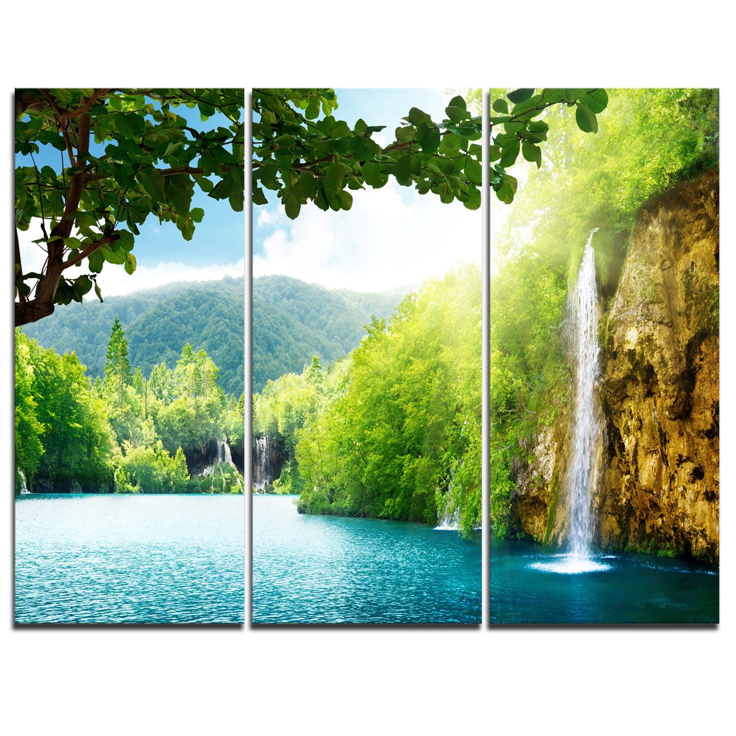 Tableau sur toile imprimée Design Art Photographie paysage Chute d'eau en forêt profonde