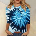 thumbnail image 1 of RXIRUCGD T-shirt Mode Imprimé Col Rond Manches 3/4 pour Femme, Bleu Ciel, Taille : m, 1 of 5