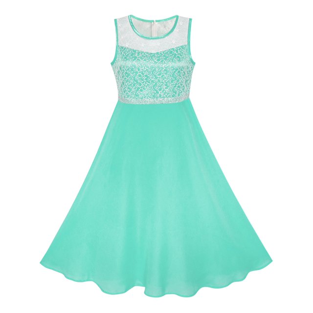 Robe Fille Turquoise en Chiffon Demoiselle d'Honneur Danse Bal Robe Maxi 8 Ans