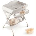 thumbnail image 1 of INFANS Table à Langer pour Bébé avec Roues, Poste à Couches Pliant Portable Organisateur de Chambre de Bébé avec Panier de Rangement, Étagère Suspendue, Hauteur Réglable, Ceinture de Sécurité pour Nouveau-Né Nourrisson (Gris Pâle), 1 of 8