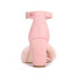 thumbnail image 2 of BLISSFUL STEP Women's Faux Fur Ankle Strap Block Heel Open Toe Sandals Pink 11, 2 of 8