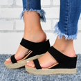 thumbnail image 2 of Women‘s Open Toe Elastic Strap Espadrilles Flatform Wedge Casual Sandal, 2 of 7