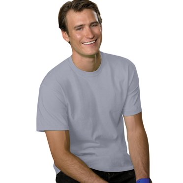 Hanes Mens 5.2 oz HEAVYWEIGHT Short Sleeve T-shirt, S, Light Steel