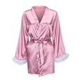 thumbnail image 1 of Ersazi Pyjama Super Doux pour Femmes Peignoir Aguichant Uni à Plumes pour Femmes Ensemble 1 Pce en Liquidation Rose G, 1 of 9