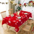 thumbnail image 1 of Nappe de Décorations de Noël Rectangulaire 60 X 102 Pouces Rouge Blanc - Nappe Imprimée Flocon de Neige Imperméable Décorative pour Fête des Fêtes Souper, 1 of 1