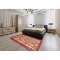 thumbnail image 4 of Ahgly Company Tapis d'Intérieur Carrés Abstraits Rouges Abstraits pour Aire, 7 Pieds Carré, 4 of 6