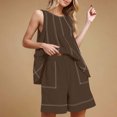 thumbnail image 3 of Womens Two Piece Lounge Set Summer Vacation Outfits Patchwork Sleeveless Tank Top and Shorts Sets with Pockets, 3 of 8