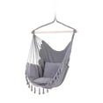thumbnail image 2 of S SERENABLE Hammock Chair Bohemian Comfortable Hanging Rope Swing for Outside Porch Deck Light Gray, 2 of 9