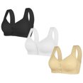 thumbnail image 1 of LOVZFMLL 3 Pack Plus Size Bras for Women Solid Color Comfort Soft Push Up Bra No Underwire Full Coverage Front Closure Everyday Bralettes N S, 1 of 2