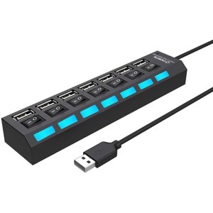 Multi Port USB Hub Splitter, 7-Port USB 2.0 Hub for Laptop, USB Port Expander with On/Off Individual Switch Compatible for All USB Device,4 pack