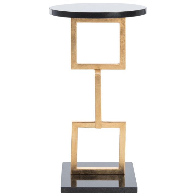 Maklaine Table d'Appoint en Fer et Marbre, Or et Noir
