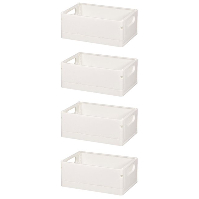 Bamboohart 4 Pieces Cube Storage Bin White Collapsible Crate Trunk Organizer Miss