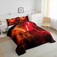 thumbnail image 4 of Erosebridal Teens Lightsaber Bedding Queen Comforter Set, Square Geometry Down Comforter, Orange Red, Super Cozy 3 Pieces, 4 of 8