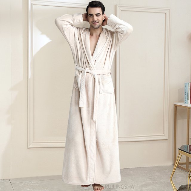 Mens Luxury Robe Hooded Big and Tall - Long Plush Fleece Bath Robe with Hood and Pockets- Gift Men and Teens