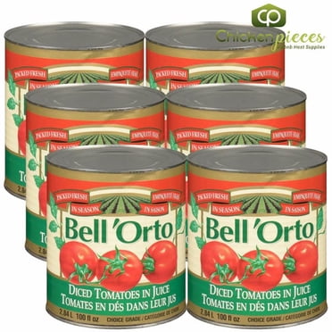 Bell 'Orto Tomates en dés dans le Jus, Tomates en Conserve de Qualité Supérieure Mûries sur Vigne, Boîte de 100 oz (2,84 L)