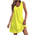 thumbnail image 2 of Ovzne Robes Grande Taille pour Femmes aux Formes Robe d'Été pour Femmes Mode à Pois Imprimé Poche Sans Manches Robe à Col en V Robe de Printemps Imprimée Liquidation, 2 of 6