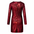 thumbnail image 3 of WTXUE Robe à Manches Longues, Robe à Manches Longues Ajustée pour Femmes, Robe Élégante à Encolure Ajustée pour Dames, Robe à Paillettes pour Femmes, Robes Rouges pour Femmes, Rouge 2TG, 3 of 4