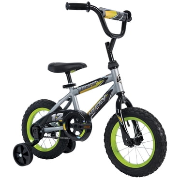 Vélo pour enfants Huffy Rock It 12 po, convient aux cyclistes de 37 à 42 po, gris/vert, garçons