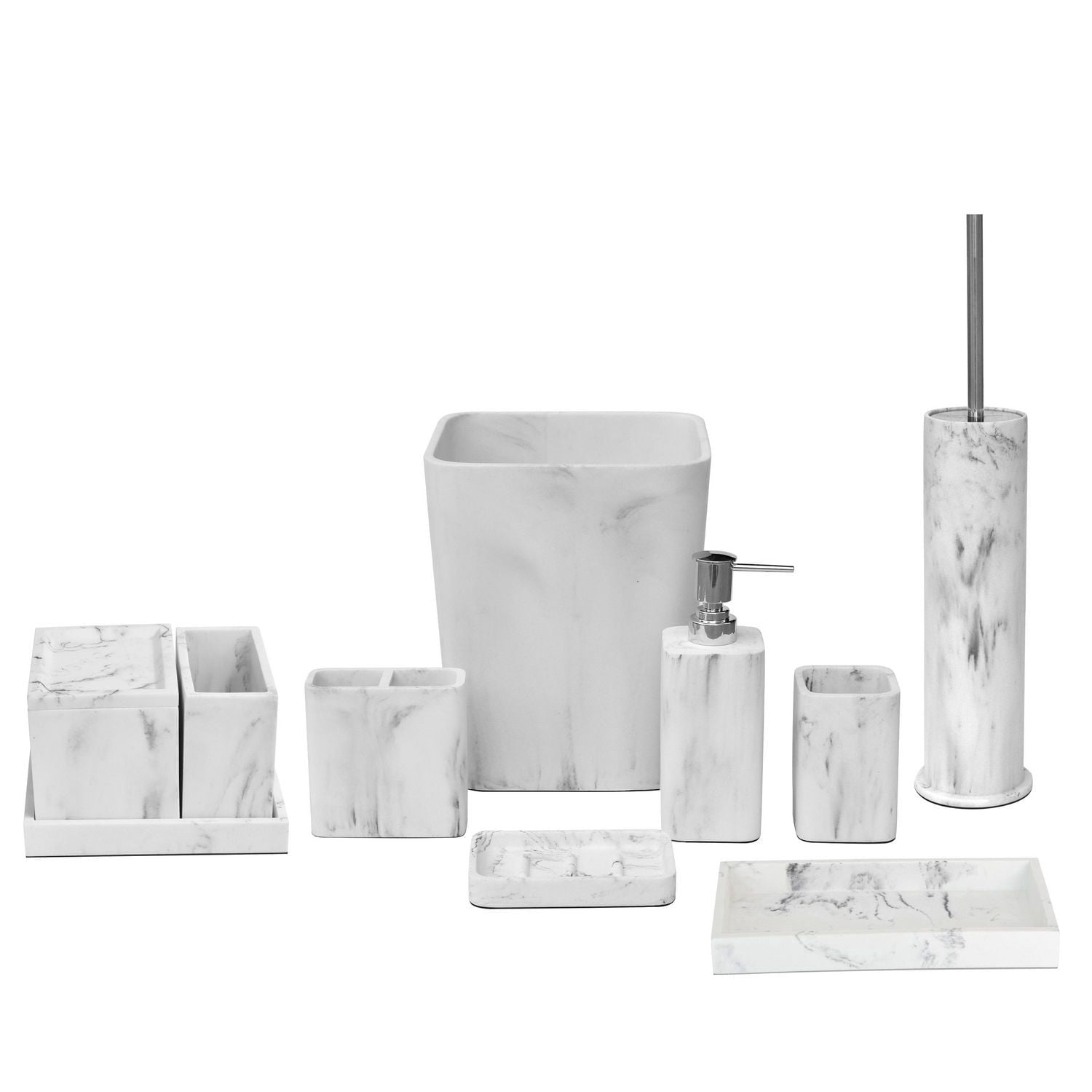 hometrends Ensemble de 4 organisateurs de meuble-lavabo en faux marbre avec côté magnétique, organisateur de meuble-lavabo en grès