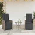 thumbnail image 1 of vidaXL 2-Pieces Reclining Outdoor Garden Chairs with Footrest - Grey Poly Rattan, 1 of 5