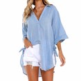 thumbnail image 5 of Birdeem T-Shirt Décontracté Mode Femme Col en V Manches Courtes Ample, 5 of 5