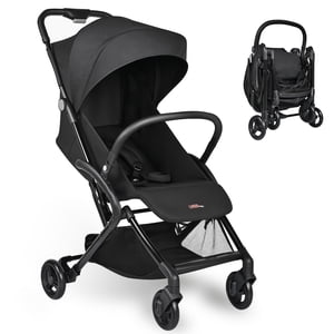 Poussette bébé légère, Poussettes parapluie de voyage compactes avec dossier réglable & repose-pieds, noir (porte jusqu'à 33 Lbs)
