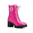 thumbnail image 1 of BLISSFUL STEP Bottes de Combat à Plateforme à Talon Épais à Fermeture Éclair pour Femme Fuchsia 6, 1 of 7