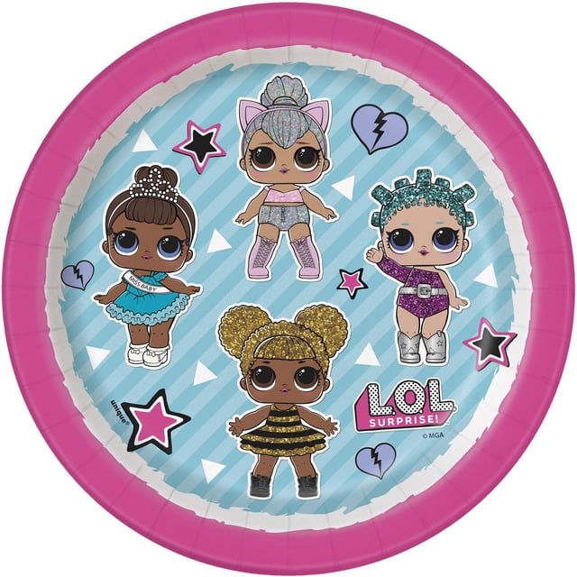 LOL Surprise Birthday Paper Dinner Plates, 7in, 8ct