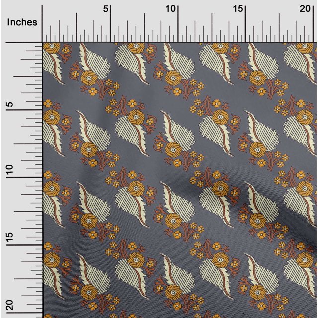 oneOone Polyester Lycra Fabric Leaves Block Print Sewing Fabric BTY 56 Inch Wide