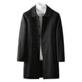 thumbnail image 1 of Lovzfmll Men's Trench Coat Mid-Length Button Front Notched Lapel Pockets Black, S, 1 of 3