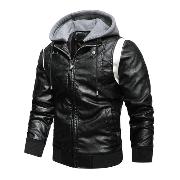 Leather Motorcycle Jacket men Casual Fashion Motorcycle Leather Winter Zipper Stand-Up Collar Jacket Coats Leather Jacket Men Motorcycle Motorcycle Jacket Men Leather Jacket Men