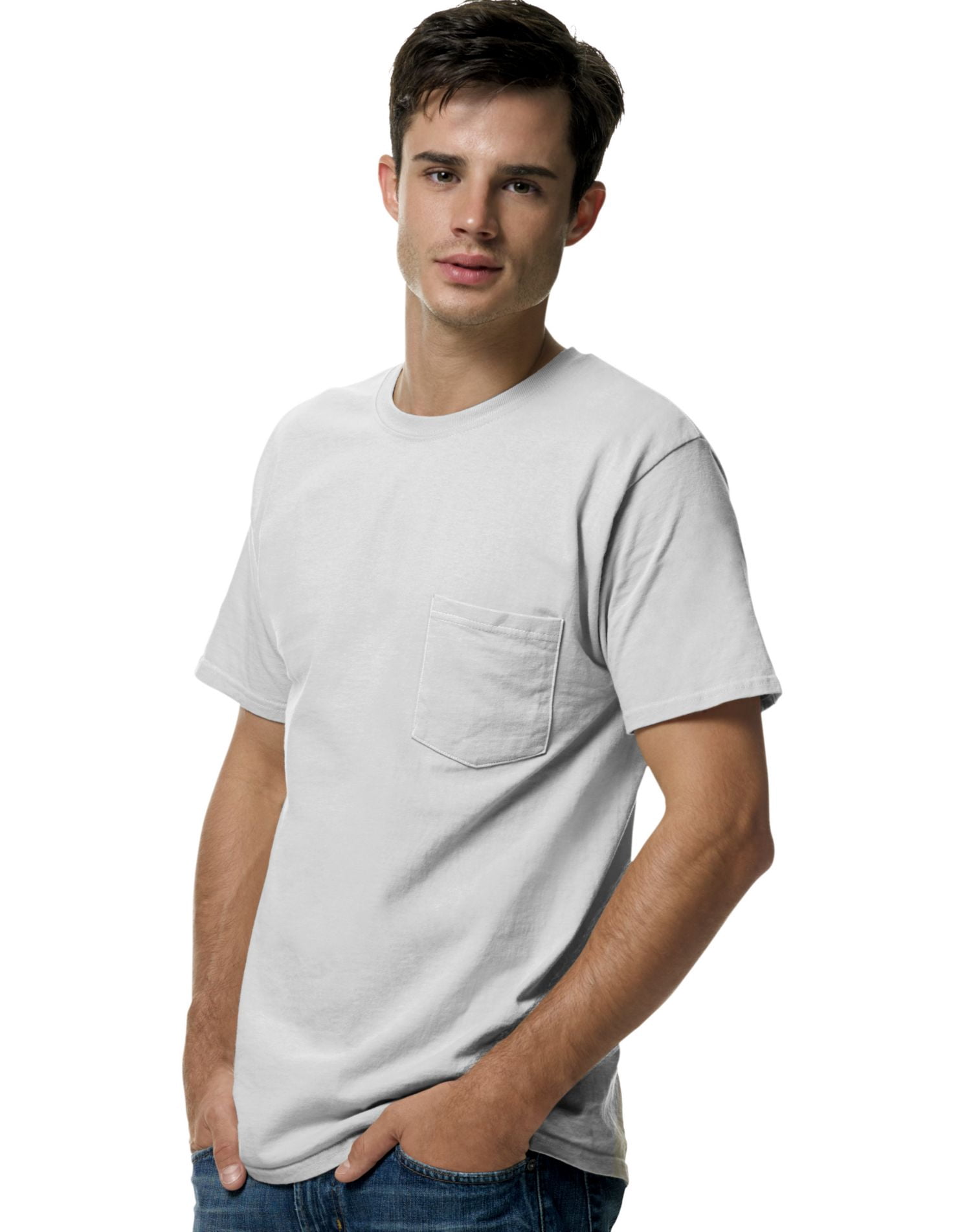 Hanes T-Shirt à Poche pour Hommes Sans Étiquette, L, Cendre
