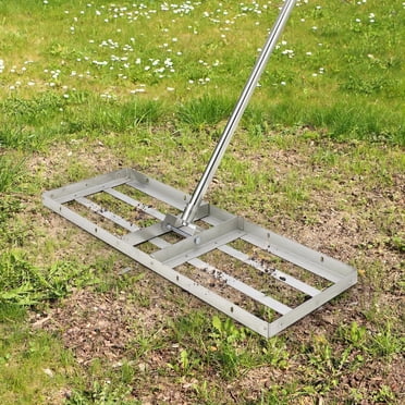 Râteau de Nivellement de Pelouse 30"X10 Pouces, Rotation Flexible à 180° et Manche Long de 72 Pieds', Outil de Nivellement de Pelouse en Acier Inoxydable Robuste pour Cour Arrière, Jardin, Ferme, Terrain de Golf, Pâturage