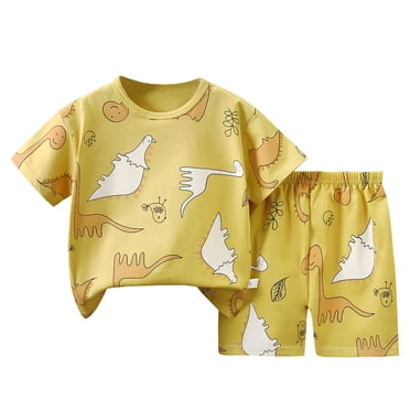 WUANDIXFA Kids Clothes Toddler Baby Boys Girls Clothes Cute Summer Short Sleeve T Shirt Tops Shorts Clothes Sets Baby Boy Outfits Yellow,3-9 Months