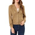 thumbnail image 1 of INSPIRE CHIC Women's Faux Suede Button up Casual Open Front Drawstring Long Sleeve Blazer XL Khaki, 1 of 6