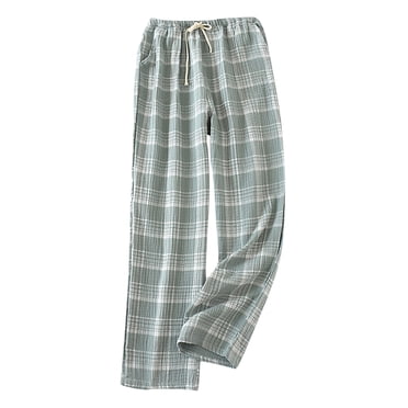 Mikilon Pantalon Décontracté pour Homme en Crêpe à Carreaux, Coupe Évasée, Mince, Confortable, Pantalon de Maison