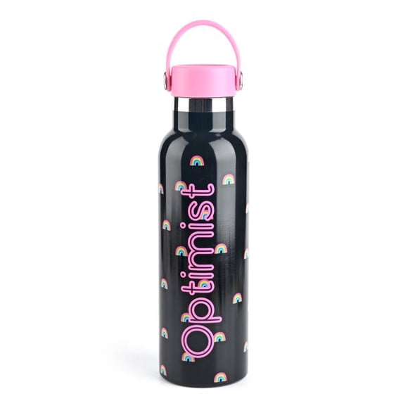 "Claire's Bouteille d'Eau Rainbow Optimist, Noire, Plastique, 8,5 Pouces, 1 Pce"