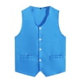 thumbnail image 3 of renvena Kids Button Volunteer Activity Vest Button Up Irregular Hem Waistcoat Sleeveless Waiter Sky Blue M, 3 of 5