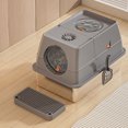 thumbnail image 1 of Cat Litter Box with Lid and Scoop, Stainless Steel Enclosed Litter Box, High Sided Metal Cat Litter Pan, Front Entry Top Exit Kitty Litter Tray for Indoor, Easy To Clean, 1 of 7