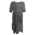 thumbnail image 4 of SMihono Robes Bohèmes d'Été Femmes Grande Taille Mode Femmes Manches Courtes Col 0 Été Décontracté Ample Grande Taille Robe à Carreaux, 4 of 4