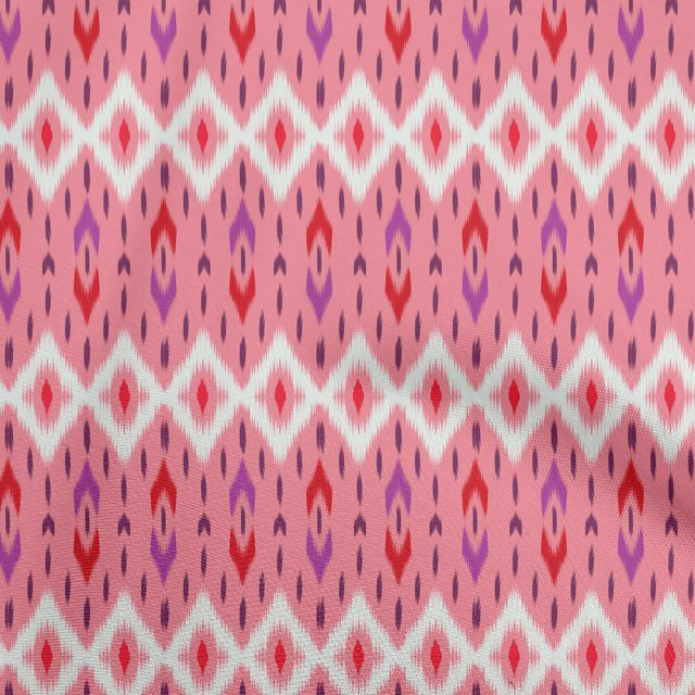 oneOone Georgette Viscose Medium Pink Fabric Ikat Craft Projects Decor Fabric Printed By The Yard 42 Inch Wide
