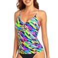 thumbnail image 2 of RELLECIGA Women's V Neck Shirred Tankini Top Swimsuits Tummy Control Bathing Suit, 2 of 7