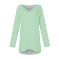 thumbnail image 4 of KIHOUT Spring Winter Womens Tops Solid Color T-shirt Long Sleeves Blouse V-Neck Casual Mid-Length Blouse Tops, 4 of 5