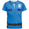 thumbnail image 1 of Halloween Patrol Blue Police Officer Costume All Over Adult T-Shirt, 1 of 2